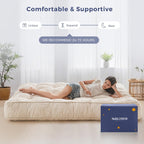 MAXYOYO 8" Futon Mattress Full Size, Ultra Thick Futons Sofa Couch Tufted Sleeper Sofa MAt, Floor Mattress for Adults, Shredded Foam Filling (Frame Not Included), Beige