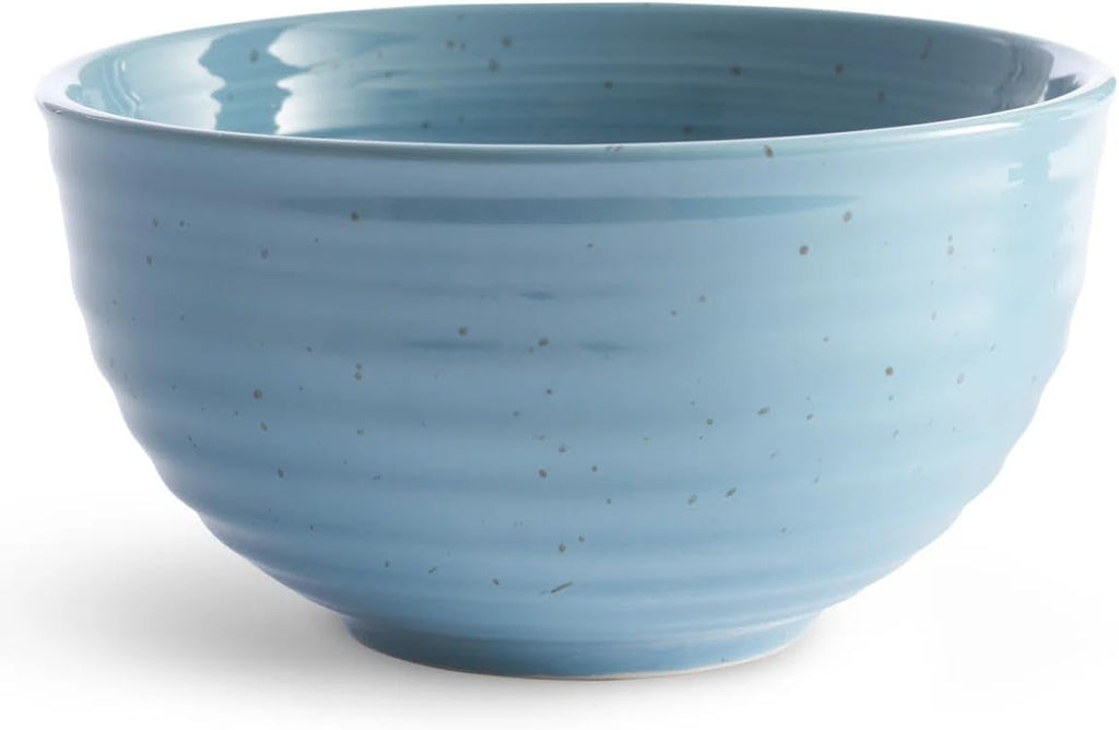 Sango Siterra Artist's Blend 16-Piece Stoneware Dinnerware Set – Service for 4, Ocean Blue Glossy Glaze with Unique Speckled Design, for Everyday Dining & Entertainment, Microwave & Dishwasher Safe
