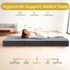 Tri Folding Mattress King Size - 6 Inch Dual-Layer Memory Foam Foldable Mattress Portable Floor Bed Sofa with Removable Washable Cover, Handle & Non-Slip Bottom for Guest, Camping, RV, Yoga, Home Use