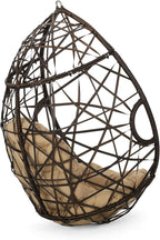 Christopher Knight Home Isaiah Indoor/Outdoor Wicker Tear Drop Hanging Chair (Stand Not Included), Multi-Brown and Tan