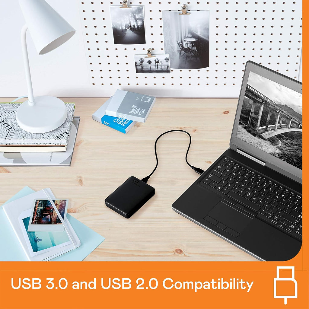Western Digital WD 1TB Elements Portable External Hard Drive for Windows, USB 3.2 Gen 1/USB 3.0 for PC & Mac, Plug and Play Ready - WDBUZG0010BBK-WESN