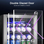 Antarctic Star 48 Can Beverage Refrigerator,12 Bottle Wine Cooler with Stainless Steel Glass Door, Digital Temperature Display,Electronic Temperature Control, Silver