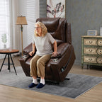 Oversized Power Lift Recliner Chair 400 LBS for Big and Tall Elderly, 26" Extra Wide Zero Gravity Electirc Recliner Chair with Massage and Heating, Leather Home Theater Seat, Brown
