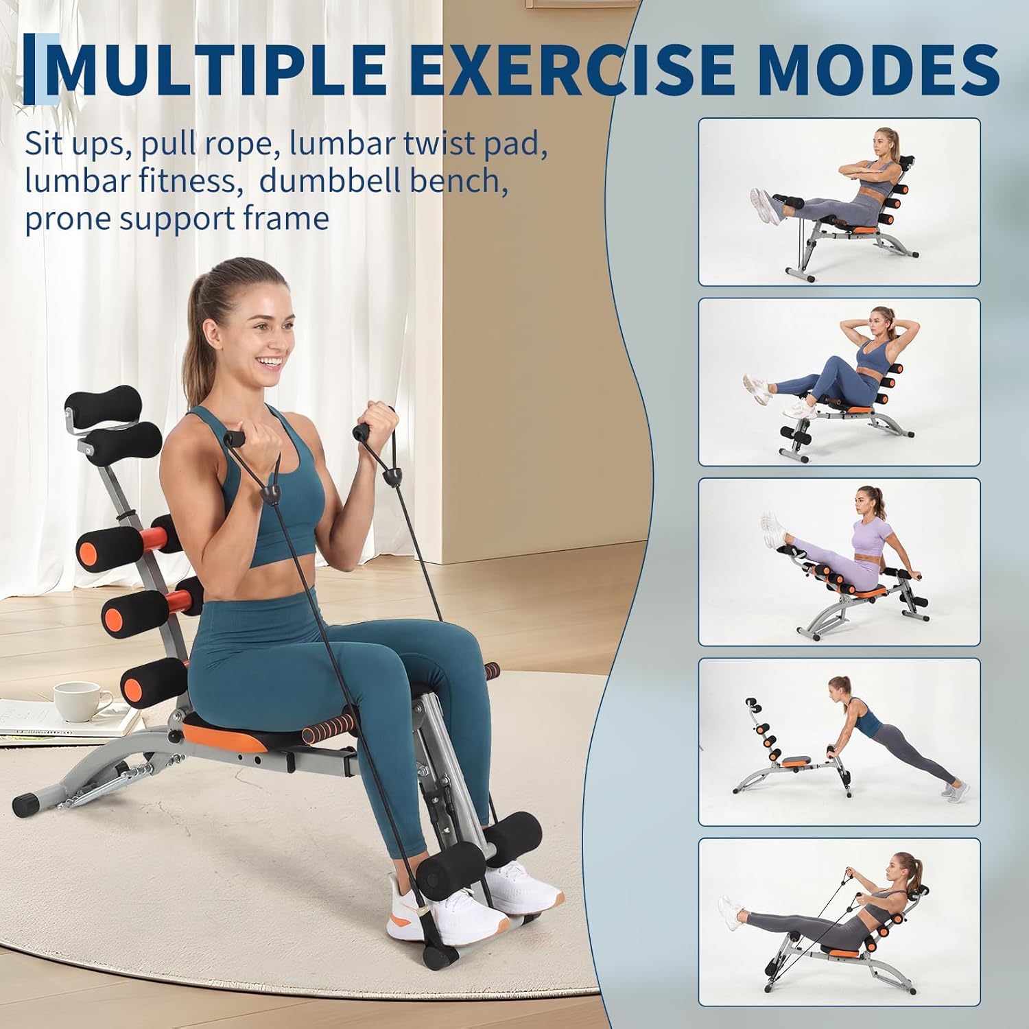 Adjustable Ab Machine, Home Gym Ab Trainer Bench, Multi-Functional Abdominal Trainer, Sit Up Bench, Core Workout Equipment,Exercise Chair for Stomach Exercise and Strength Training, Full Body Workout