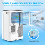 14,000 BTU Portable Air Conditioner Cools Up to 700 Sq.Ft, 3-IN-1 Energy Efficient Portable AC Unit with Remote Control & Installation Kits for Large Room, Campervan, Office, Temporary Space