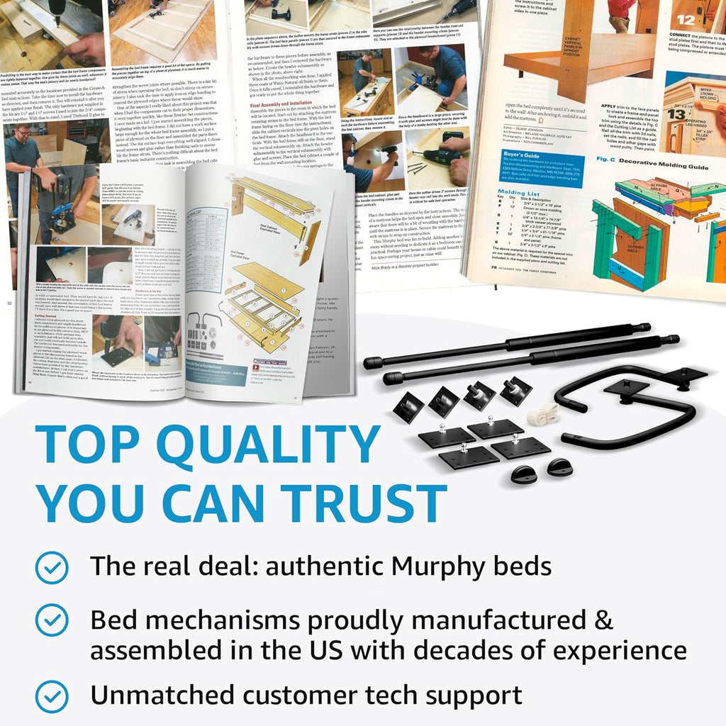 Create-A-Bed Adjustable Queen Size Deluxe Murphy Bed Kit, Horizontal