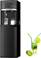 IKT Self-Clean Bottom Loading Hot and Cold Water Dispenser with Ice Maker Machine for 5 Gallon Bottle 22lbs Daily Capacity Ice Full Alert Black