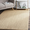 SAFAVIEH Area Rug 9' Square - Natural Fiber Collection - Maize & Linen Color, Sisal, Woven Design with Border (NF141B)