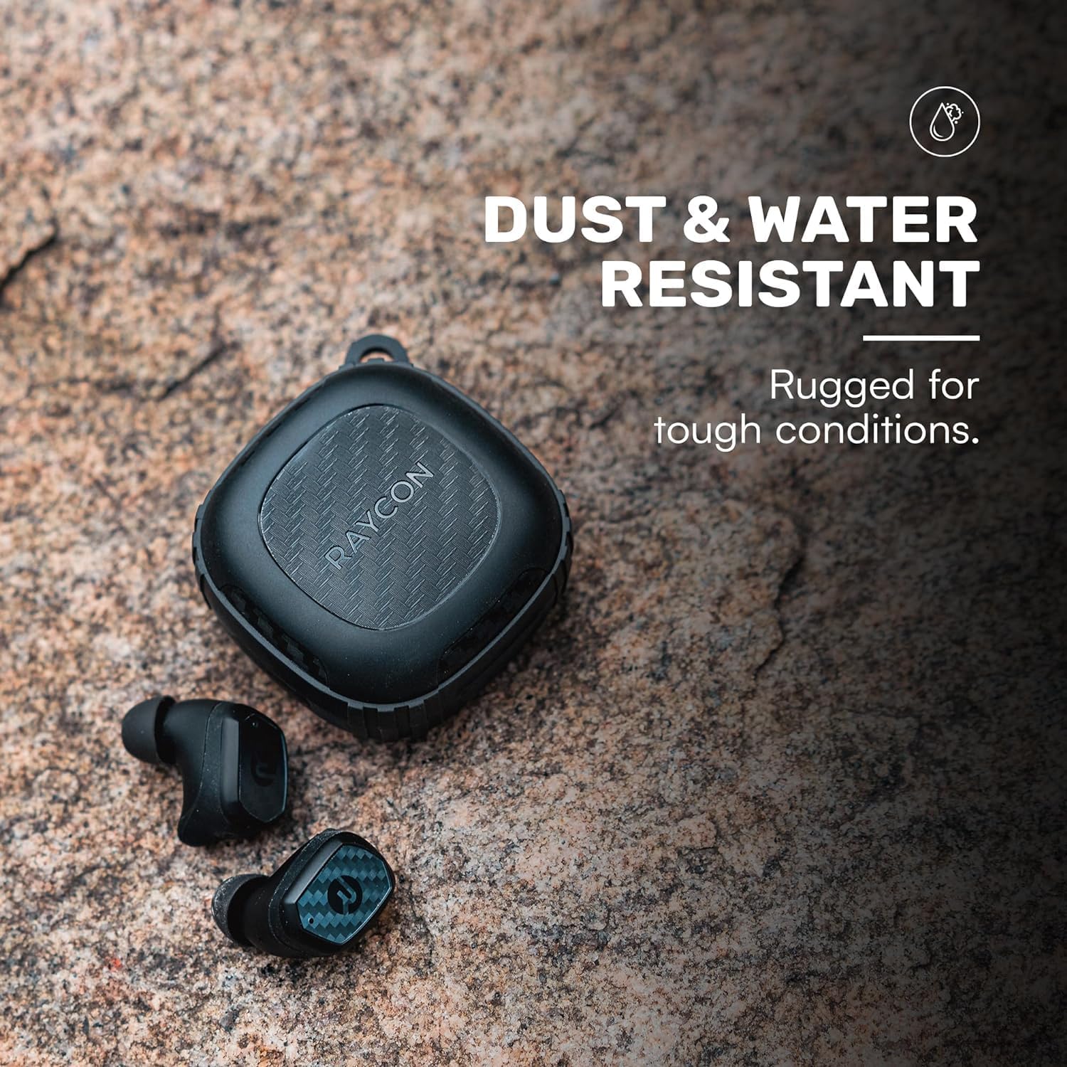 Raycon Impact Earbuds Military-Grade Impact Resistant  IP67 Bluetooth Earbuds with Stereo Sound  90 Hours of Battery Life  Active Noise Cancellation (Black)