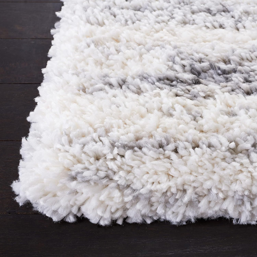 SAFAVIEH Fontana Shag Collection Area Rug - 9' x 12', Ivory & Grey, Modern Design, Non-Shedding & Easy Care, 2-inch Thick Ideal for High Traffic Areas in Living Room, Bedroom (FNT850A)