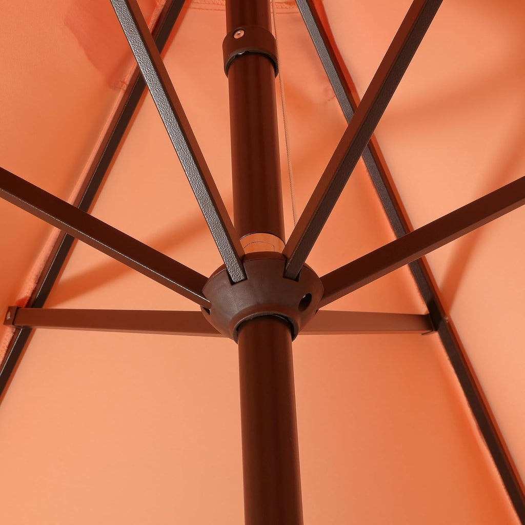 JONATHAN Y UMB1001 Collins 9 ft. Classic Cottage Tassel Market Patio Umbrella with Auto-Tilt  Crank  Wind Vent and UV Protection