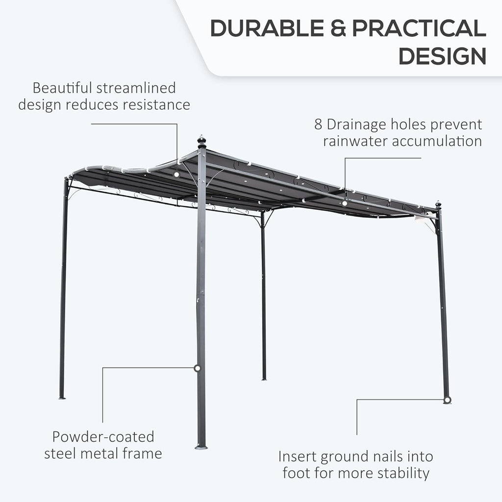 Outsunny 10' x 10' Steel Outdoor Pergola Gazebo, Patio Canopy with Weather-Resistant Fabric and Drainage Holes for Backyard, Deck, Garden, Gray