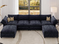 159" Oversized Cloud Couch Sectional with Storage, Extra Wide Deep Modular Sectional Sofa for Living Room with Adjustable Arms, High Back, U Shaped, 6 Seater, Dark Grey Chenille | Extra Large Seat, Thick Plush Cushion, FSC Certified Fabric
