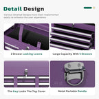 Greenvelly Tool Chest, 5-Drawer Rolling Tool Chest with Hooks and Lockable Wheels, Detachable Top Tool Box, Toolbox with Wheels, Rolling Tool Box for Mechanics Garage Workshop and Tool Room (Purple)