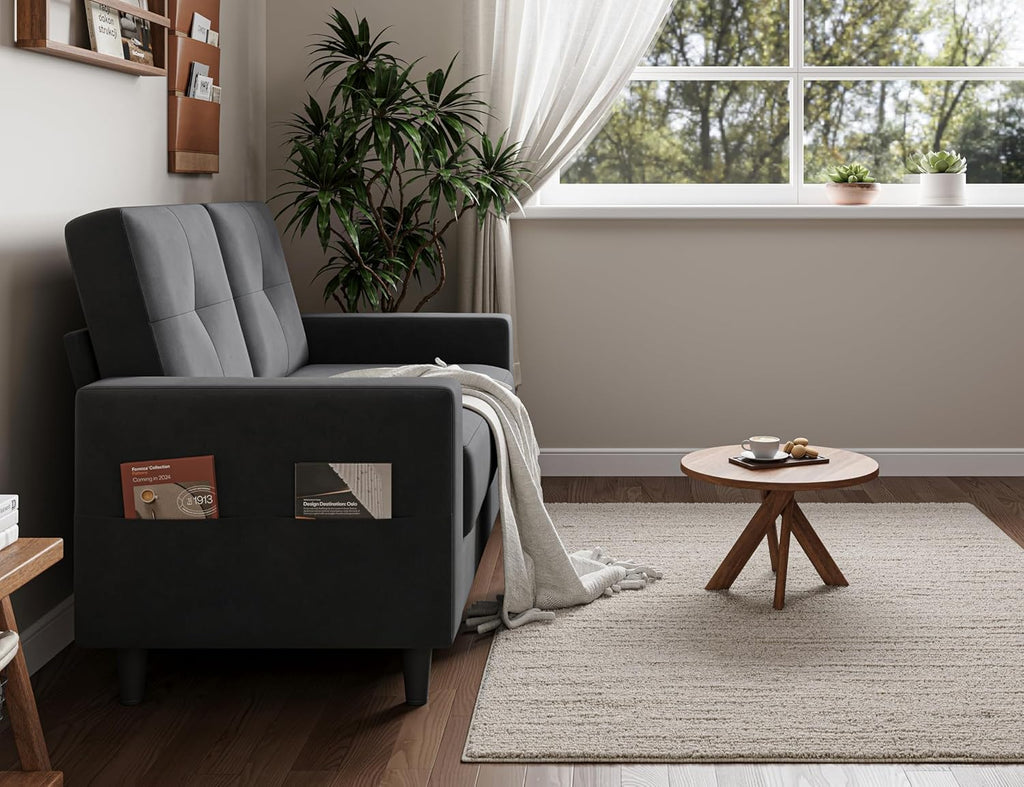 Txtin's Loveseat Sofa 53" Small Couches for Small Spaces 2 Seater Mini Couch for Bedroom Dark Grey Comfy Modern Love Seat for Apartment Office Living Room