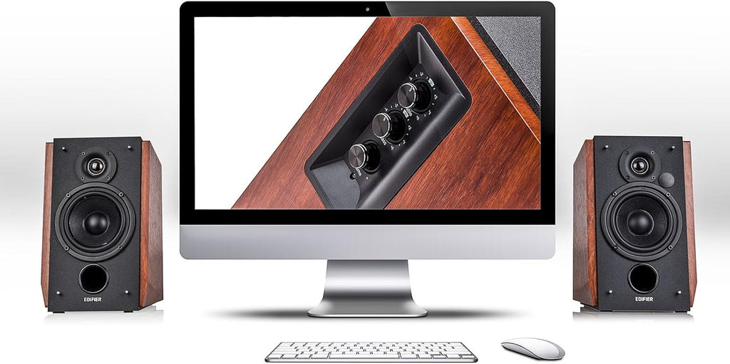 Edifier R1700BT Bluetooth Bookshelf Speaker - Active Near-Field Studio Monitors - Powered Speakers 2 Setup Wooden Enclosure - 66w RMS