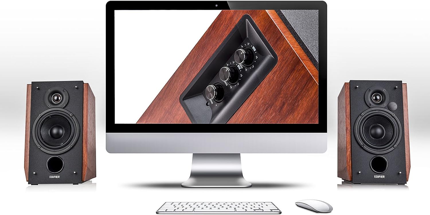 Edifier R1700BT Bluetooth Bookshelf Speaker - Active Near-Field Studio Monitors - Powered Speakers 2 Setup Wooden Enclosure - 66w RMS