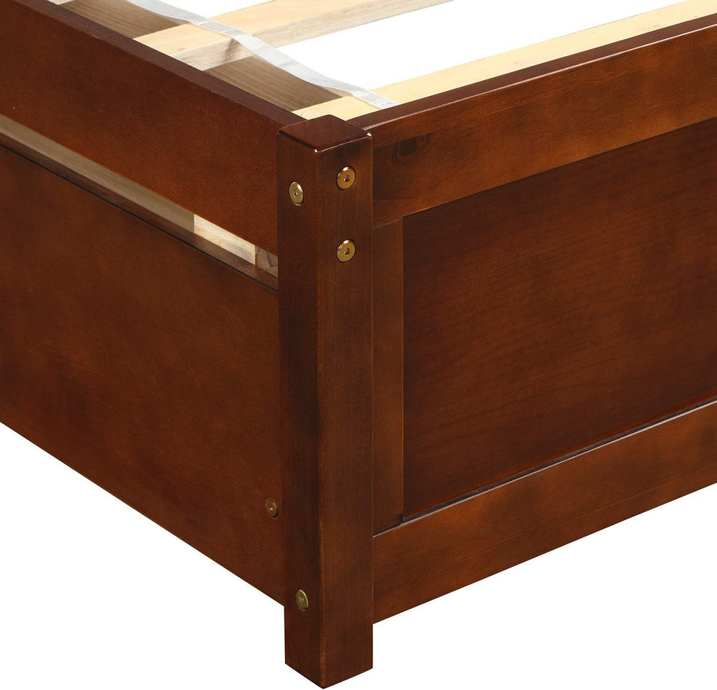 Harper & Bright Designs Twin Bed Frame with Storage, Wood Platform Bed with 2 Drawers and Headboard (Walnut)