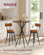 VASAGLE Bar Table, Round Cocktail High Top Pub Bistro Table for Events Party, Kitchen Dining, Home Bar, 23.6 x 23.6 x 41.3 Inches, Metal Frame, Modern Style, Easy to Assemble, Natural Walnut and Black