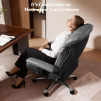 Efomao Big and Tall Office Chair 400lbs - Heavy Duty Executive Desk Chair with Foot Rest & 23" Wide Seat - High Back Ergonomic Leather Computer Chair for Heavy People, Home Office, Grey