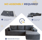 MAXYOYO 104" Modular Sectional Couch with L-Shape Chaise, Modern Boneless Couch for Living Room, Sofa in A Box, Oversized Sofa Sleeper with Deep Seat, No Assembly Required, Dark Grey