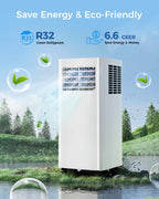 10,000 BTU Portable Air Conditioners - Cools 450 Sq.Ft, 3-in-1 Portable AC with Remote Control/Sleep Mode/24H Timer, AC Unit for Bedroom, Dorms, Apartment, Window Kit Included