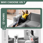 Vongrasig Convertible Sectional Couches Sofa, 3 Seat L Shaped Sofa with Removable Pillows Soft Corduroy Fabric Small Couch Mid Century for Living Room, Bed Room, Apartment and Office (Light Grey)