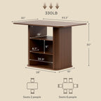 FUQARHY Dining Table for 4, Small Rectangular Kitchen Table for 2 with 3-Tier Storage Shelf, Farmhouse Modern Fluted Wood Table (Walnut)