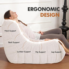 Bean Bag Chair Big Sofa Beanbag Chair for Adults Fireside Chair Bean Bag Lounger with Memory Foam Filled for Home,Apartment or Gaming Venue(White Teddy)