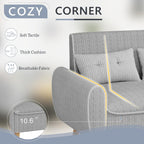 Shintenchi Small Modern Loveseat Couch Sofa, Mid Century Fabric Upholstered 2-Seat Sofa Couch Love Seats Furniture for Small Space,Living Room,Studio,Apartment with 2 Pillows,Light Grey