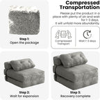 tantohom Folding Sofa Bed, Convertible Sleeper Chair with Pillow Foldable Mattress with Back Support,Space-Saving Sofa for Living Room,Bedroom (Gray)