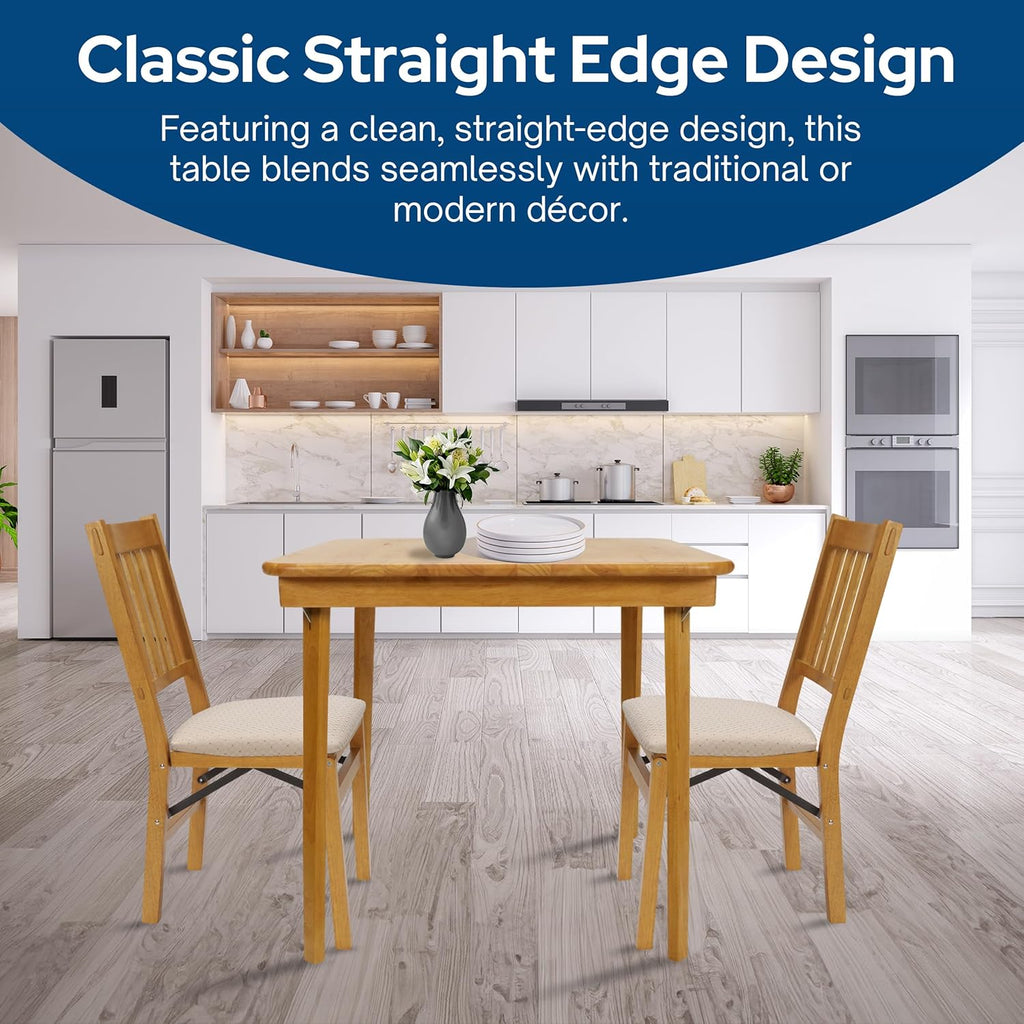 Stakmore Classic Straight Edge Square Folding Card Table 32x32 - No Assembly Wooden Foldable Card Table, Bridge, Board Game, Steel Mechanism, Folding Legs, Space-Saving, Oak Frame
