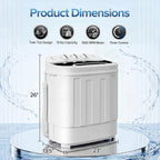 SUPER DEAL Compact Mini Twin Tub Washing Machine 13lbs Capacity Portable Washer Wash and Spin Cycle Combo, Built-in Gravity Drain for Camping, Apartments, Dorms, College, RV’s and Small Spaces