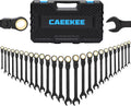 26-Piece Flex-Head Ratcheting Wrench Set, SAE & Metric, 12 Point, 72-Tooth Ratchet, Chrome Vanadium Steel, With Organizer Box