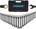 26-Piece Flex-Head Ratcheting Wrench Set, SAE & Metric, 12 Point, 72-Tooth Ratchet, Chrome Vanadium Steel, With Organizer Box