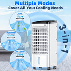 Windowless Portable Air Conditioners w/Dual Tank for 24H Cooling 600Sq.ft, 6 Ice Packs, 4 Modes&3 Speeds Swamp Cooler, 12H Timer 26Ft Remote, 120°Swing Evaporative Air Cooler for Room Bedroom
