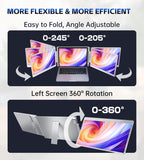 FOPO 15.6 Triple Laptop Screen Extender  Left Screen 360° Rotation Laptop Monitor Extender  Plug and Play Triplp Monitor for 13-17" Laptops with USB-C/HDMI  for Windows/Mac(M1/M2/M3) Pro/Max - S10