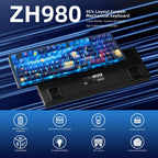 ZORNHER ZH980 Mechanical Keyboard,95% Blue Creamy Keyboard with Number Pad,Van Gogh's Starry Night Dye Sublimation PBT Keycaps,Creamy Sounding Linear Switches,Hot-Swappable,RGB Backlit