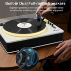 LP&No.1 Record Player with Built-in Stereo Speakers  LED Control  3-Speed Belt-Drive Vinyl Turntable with USB Playback & Recording  Wireless BT Input & Output  Auto Stop  Pitch Control | White Pearl