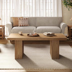 Tribesigns Farmhouse Coffee Table, 47.24 Inch Rectangle Center Table with Large Tabletop & Thick Base, Rustic Wooden Furniture for Living Room, Apartment, Reception Areas, Brown