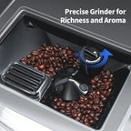 Automatic Espresso Machine with Grinder and Milk Frother - Auto Coffee Maker with 7 One-Touch Coffee Recipes for Latte, Cappuccino, Americano, Iced and Hot Coffee (Grey coffee machine)
