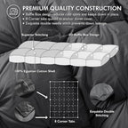 Luxurious All-Season Goose Down Feather Fiber Comforter Queen Size Duvet Insert, Exquisite Pinch Pleat Ruffled Twisted Flower, Premium Baffle Box, 100% Egyptian Cotton Cover, 60 oz. Fill Weight, Gray
