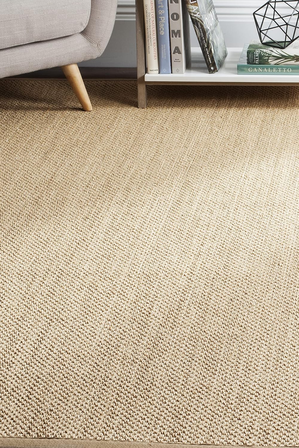 SAFAVIEH Area Rug 9x12 - Natural Fiber Collection - Large - Maize & Linen Color, Sisal, Woven Design with Border (NF141B)