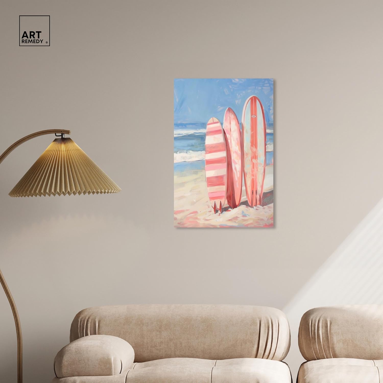 Art Remedy Modern Coastal Print Canvas, 20" x 30", Gallery Wrapped, Pink Surfboards