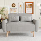 Vongrasig 48" Small Modern Loveseat Sofa, Mid Century Soft Corduroy Fabric 2-Seat Sofa Couch Tufted Love Seat with Back Cushions and Tapered Legs for Living Room, Bedroom and Small Space (Light Gray)