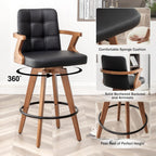 Black Bar Stools Set of 2, Kitchen Bar Stools 30” H,Modern Leather Bar Height Chairs with Back,Kitchen Island Chairs,Swivel Stools for Kitchen Island