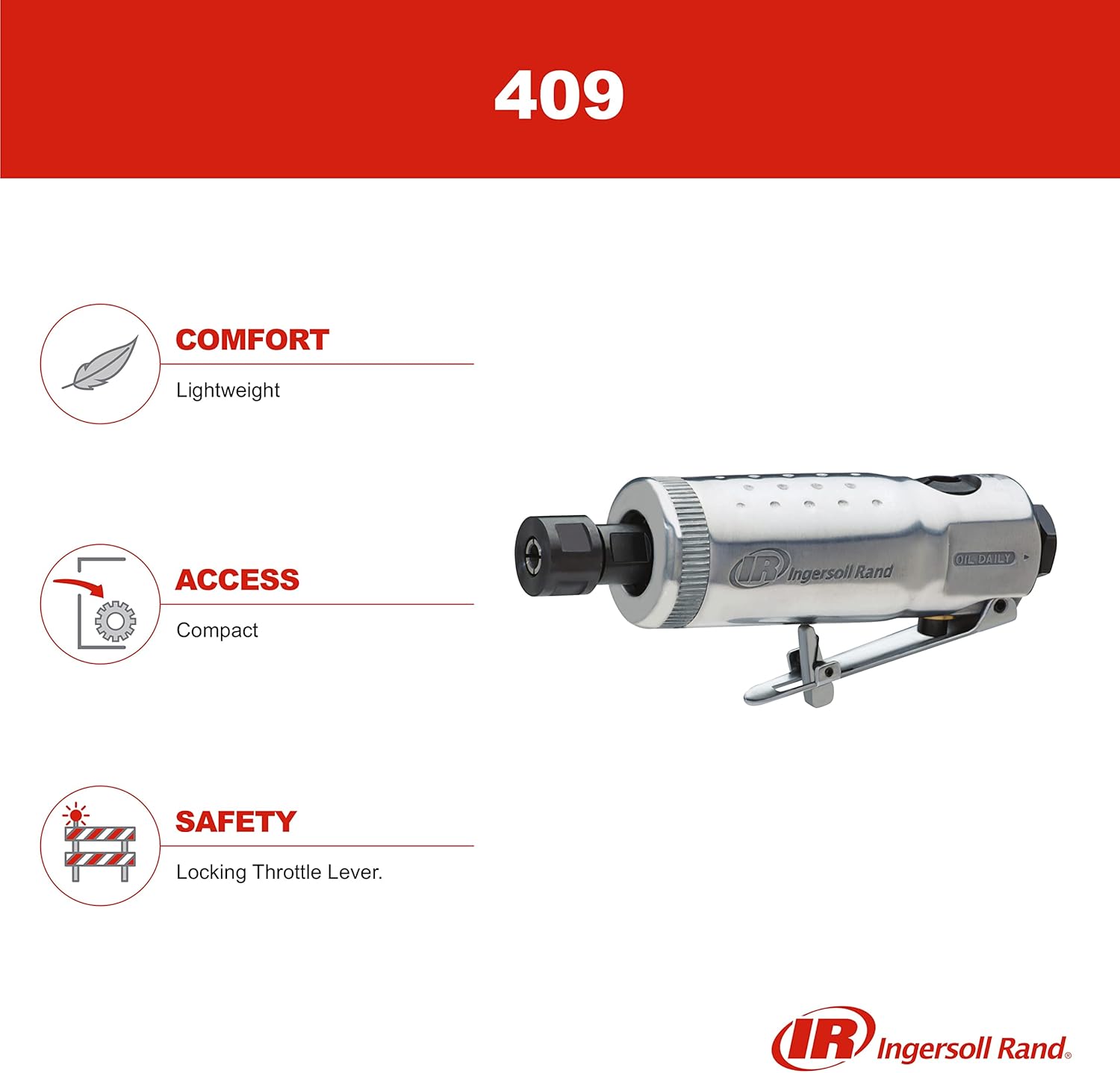 Ingersoll Rand 409 Air Die Grinder, 27000 RPM, 0.5HP, Inline