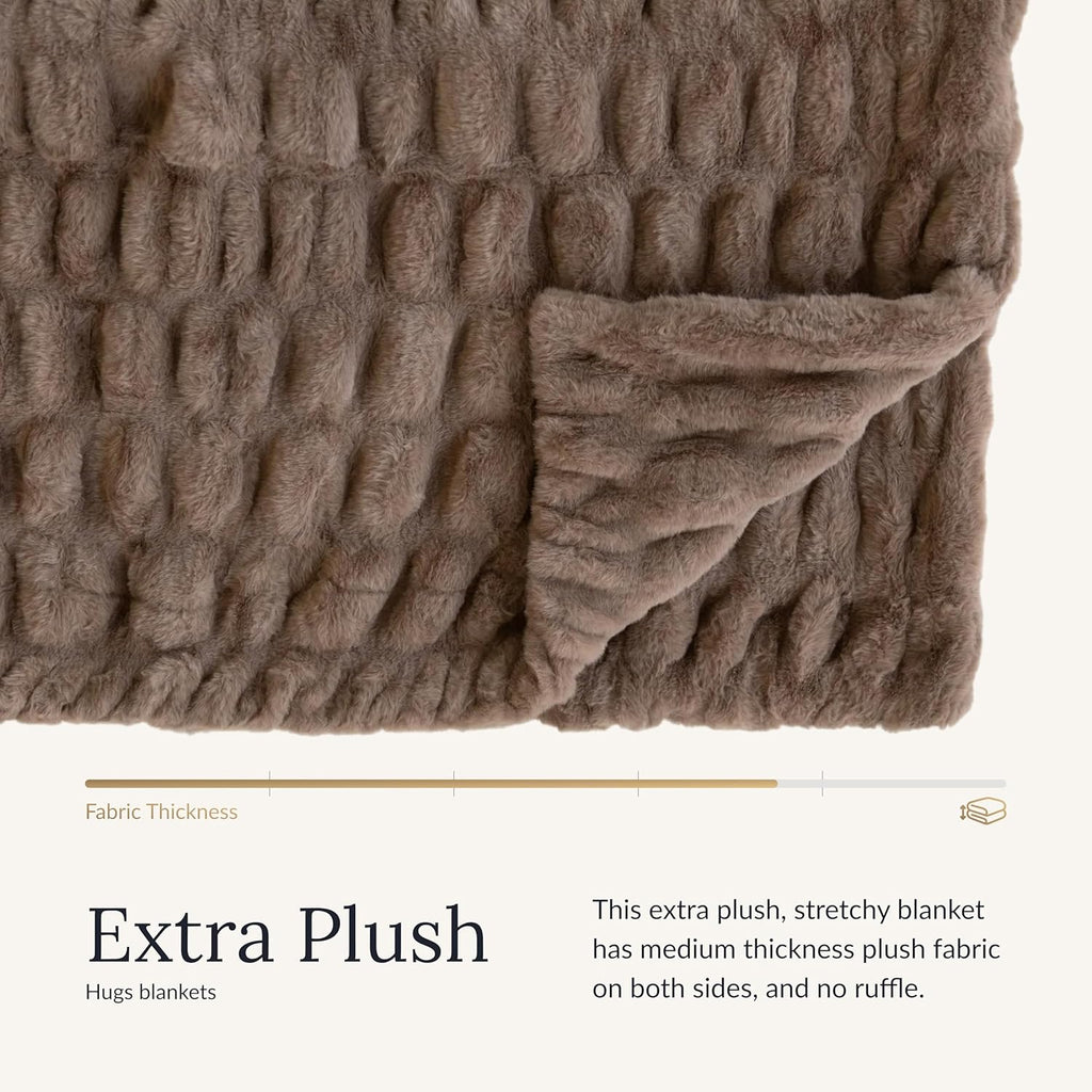 Minky Couture Hugs Blanket - Extra Plush Blanket for Premium Gifting - Stretchy Bubbled Cozy Throw - Silky Smooth - Durable & Machine-Washable - Travel-Friendly - Travel, Milk Chocolate