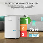 Kesnos 4,500 Sq. Ft. Energy Star Dehumidifier for Home, 52 Pint Dehumidifier with Drain Hose for Basement, Bedroom, Bathroom, Room, Featuring Front Display, 24H Timer and Auto Defrost Function