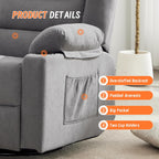 360°Swivel Rocker Recliner Chair for Adults,Manual Glider Recliner Sofa with Massage and Heating, Nursery Rocking Chairs with Cup Holds for Living Room Bedroom (Grey)